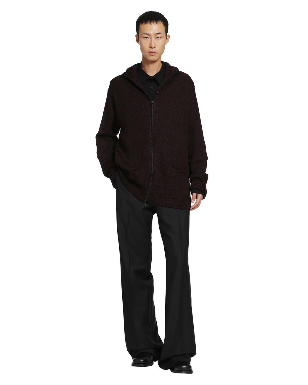 Yohji Yamamoto Black High-Neck Zip Cardigan for men