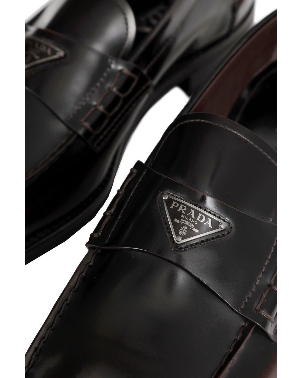 Prada Black Brushed Leather Loafers for men