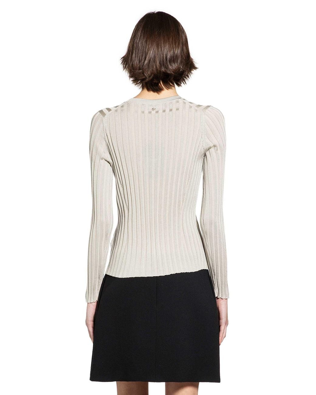 Versace White Ribbed-Knit Cotton Viscose Sweater
