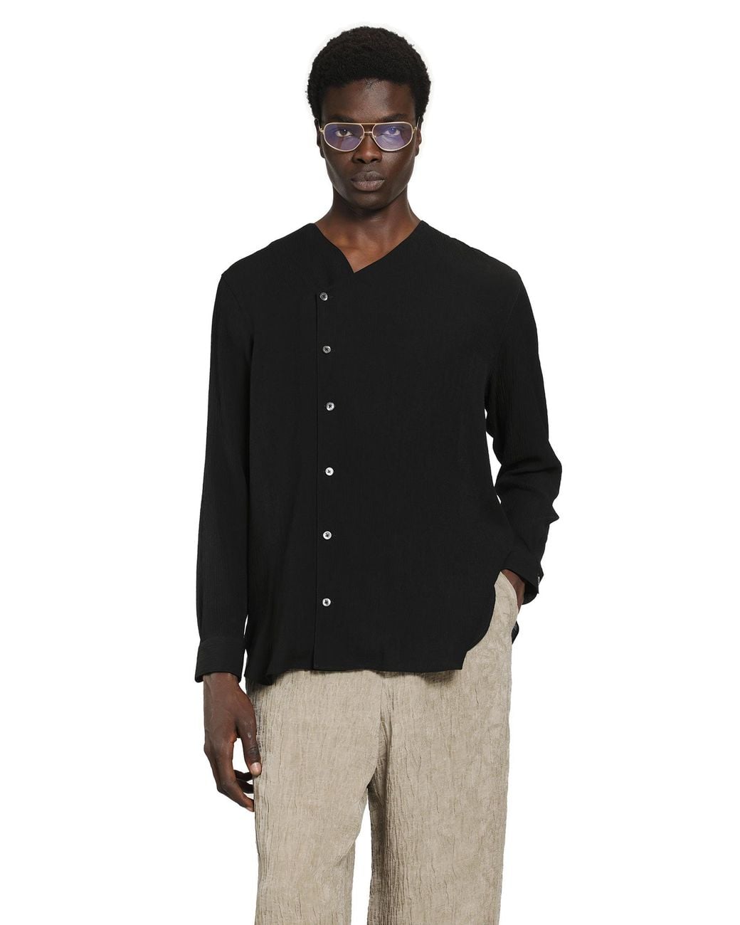 Emporio Armani Black Asymmetric Shirt for men