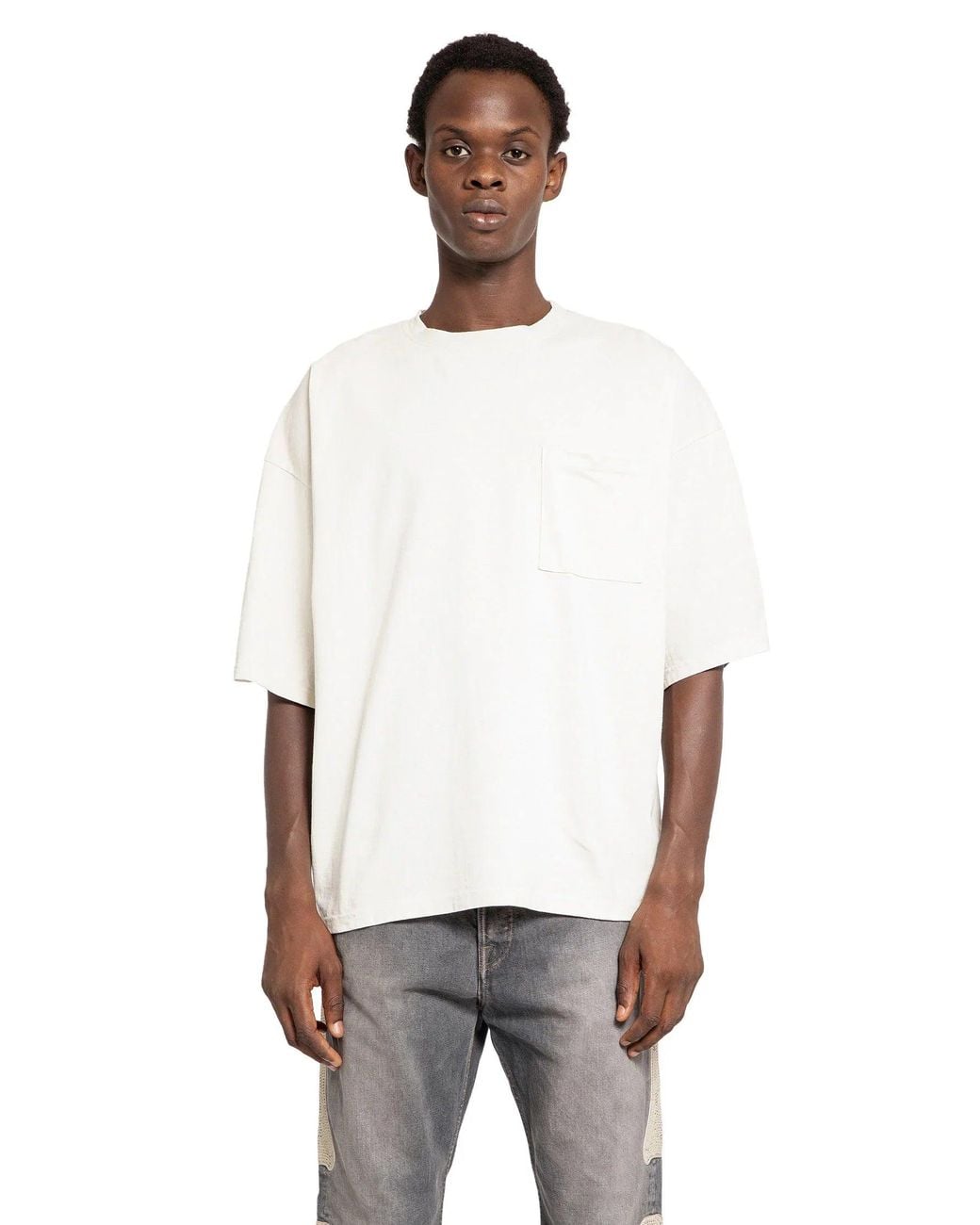 Kapital White Jersey 2Tones Big Pocket (Bone) T-Shirt for men