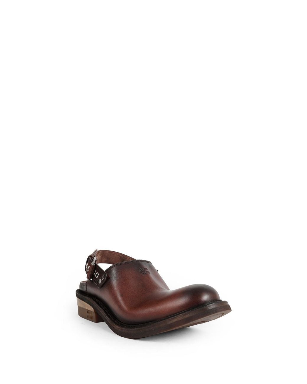 Miu Miu Brown Foule Leather Mules