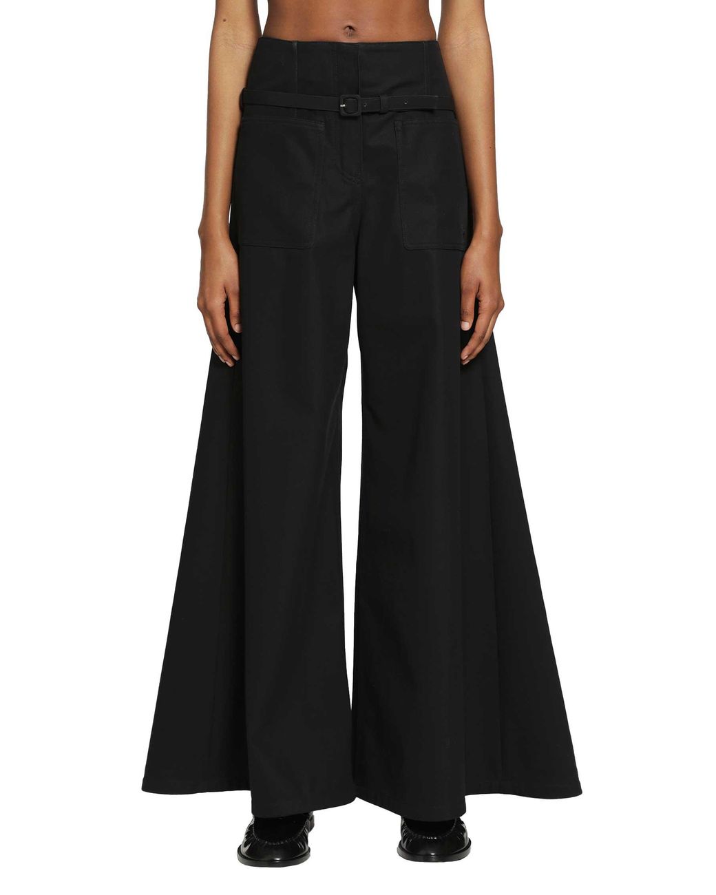 Courreges Black Cotton Canvas Palazzo Pants
