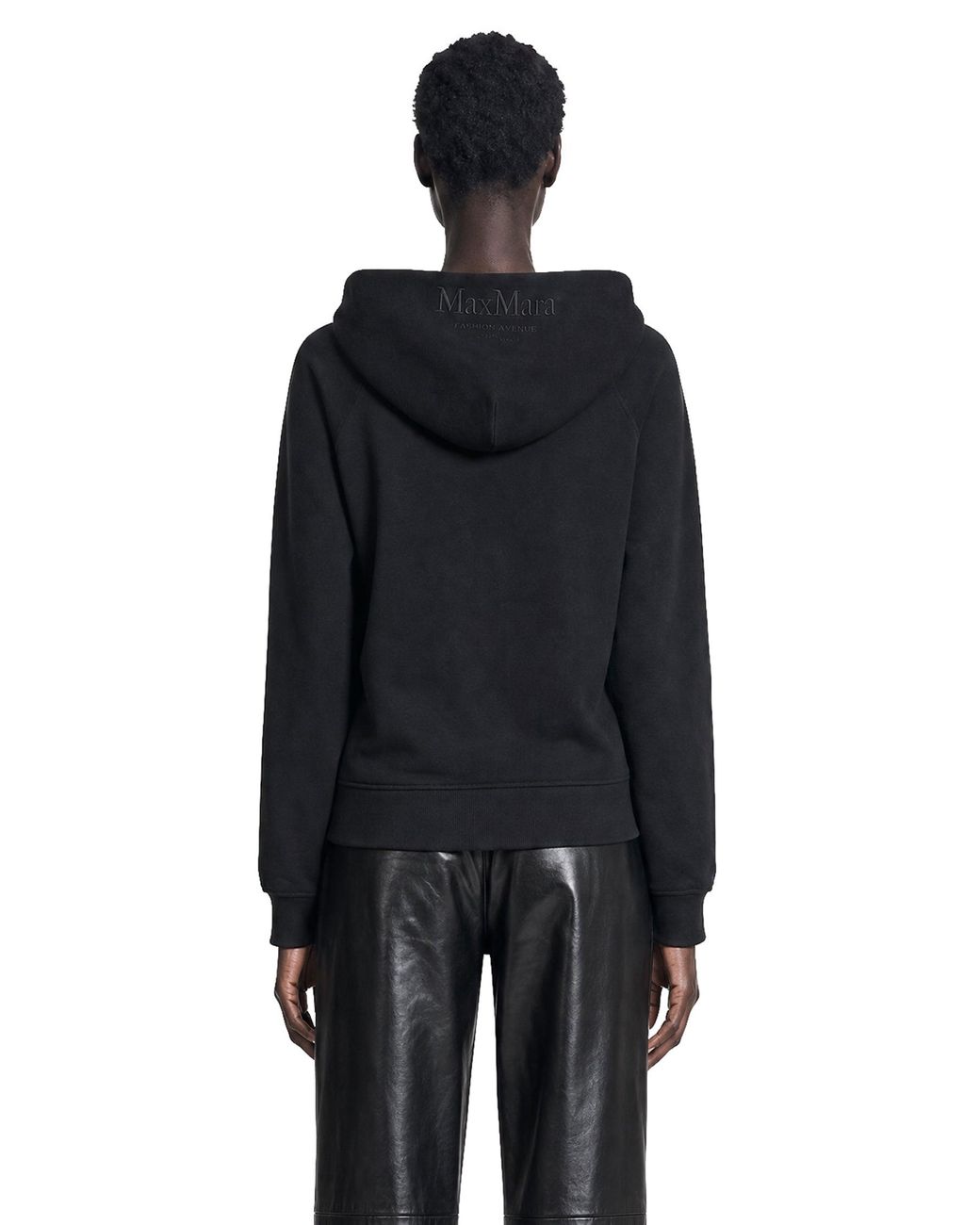 Max Mara Black Technical Cotton Zip-Up Hoodie