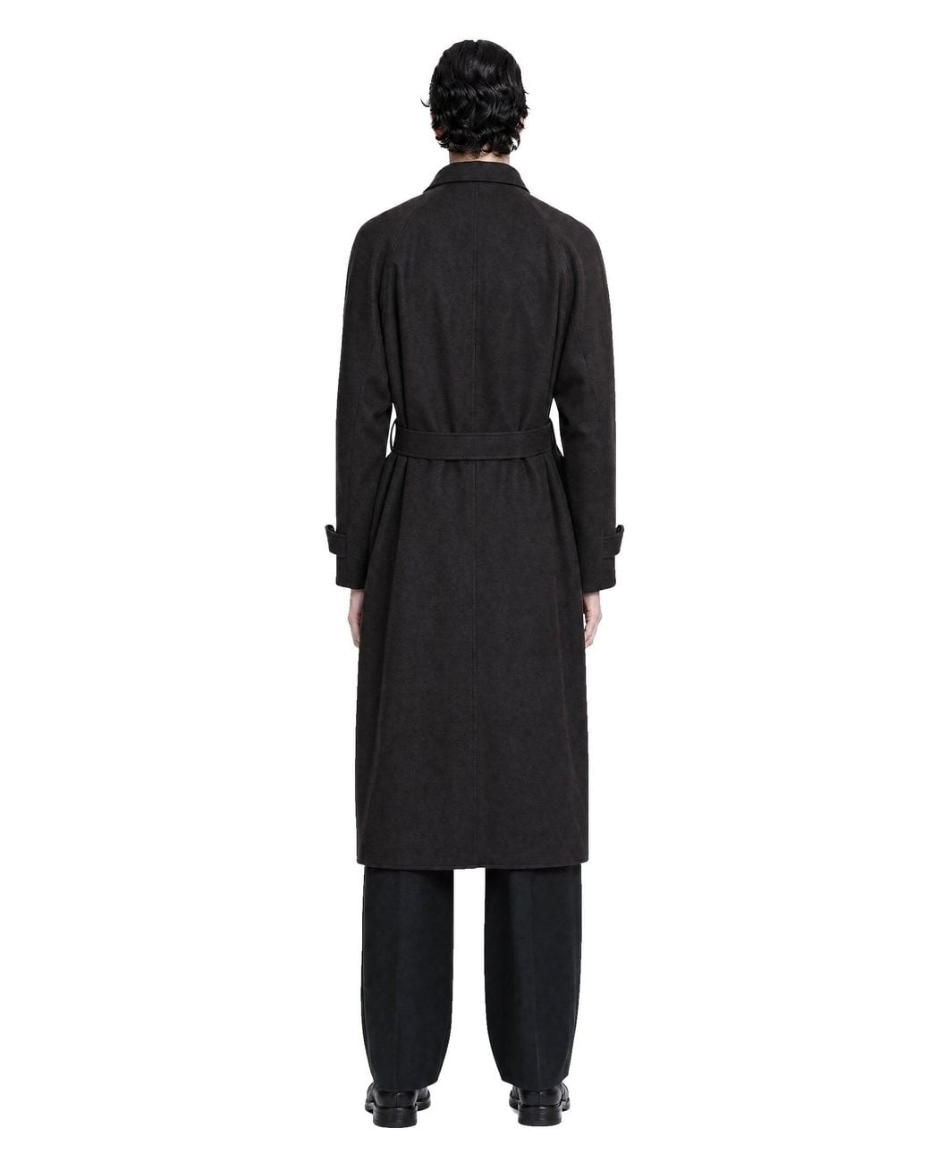 Ssstein Black Oversized Peak Lapel Chester Coat for men