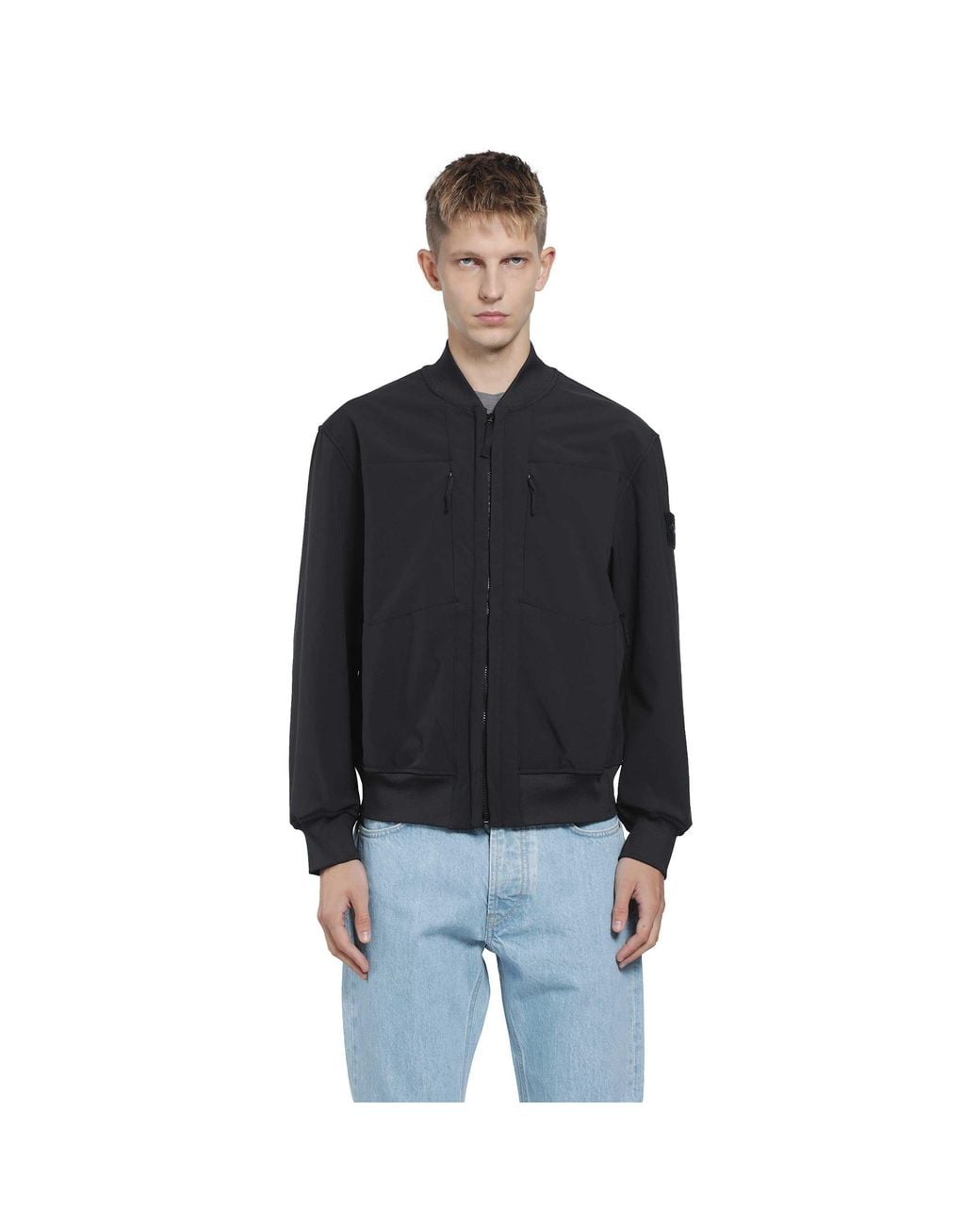Stone Island Black Q100006 Soft Shell-R Bomber for men