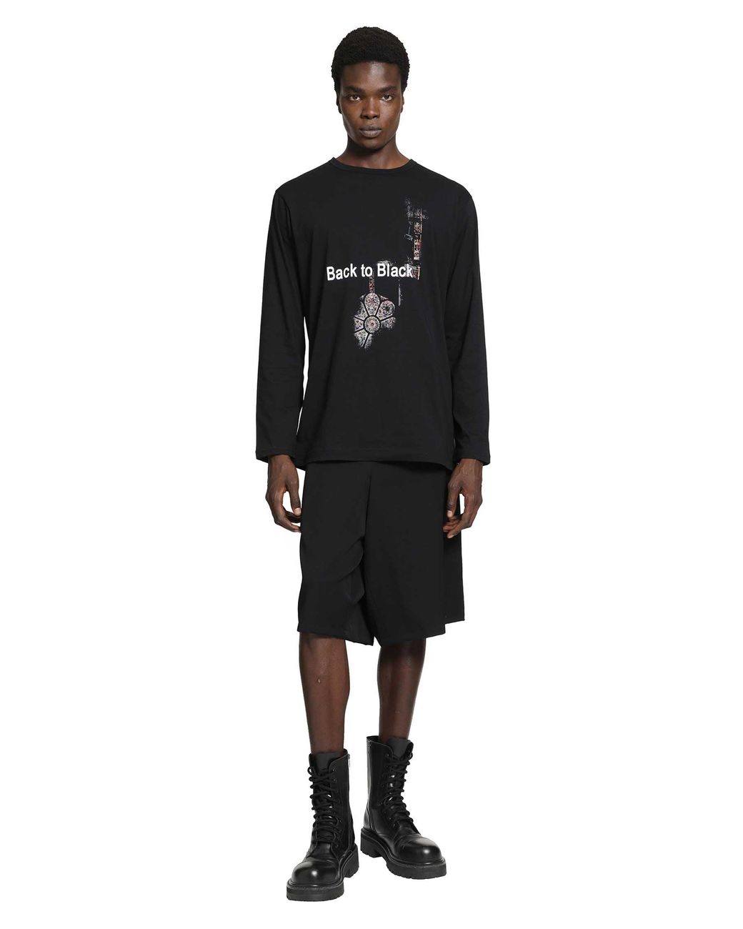 Yohji Yamamoto Black Graphic Long Sleeve T-Shirt for men