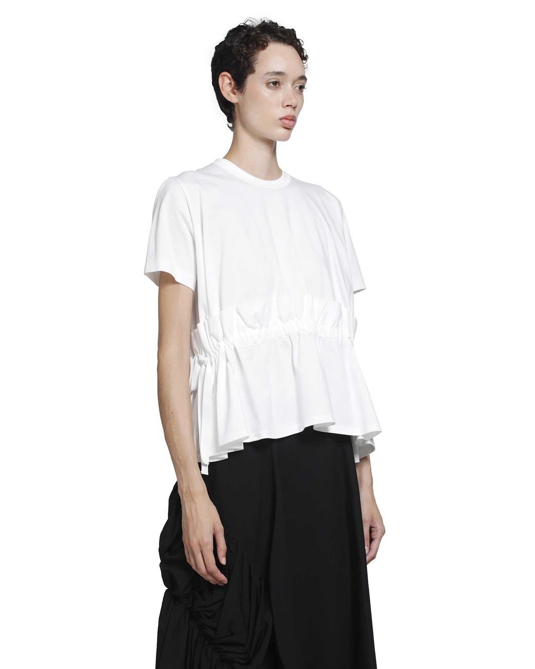 Noir Kei Ninomiya White Gathered Cotton T-Shirt