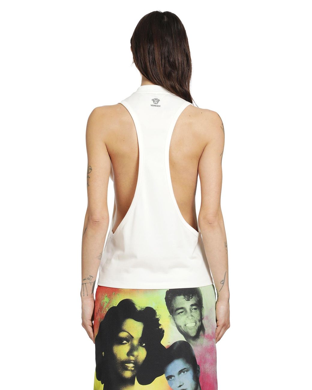 Versace White Stretch Cotton Jersey Vintage Tank Top