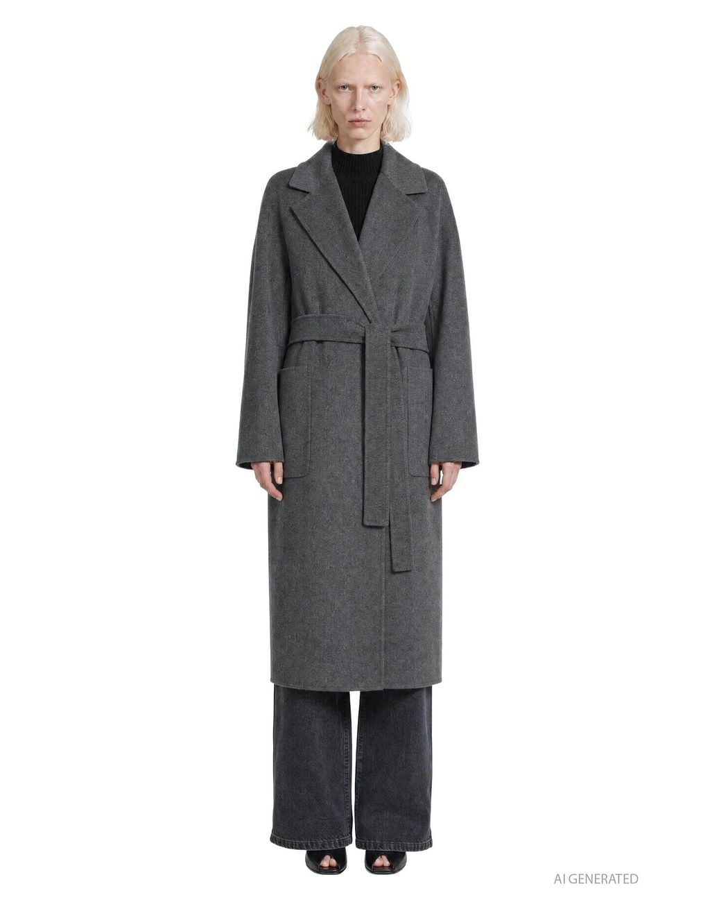 Max Mara Gray Long Double Wool Coat