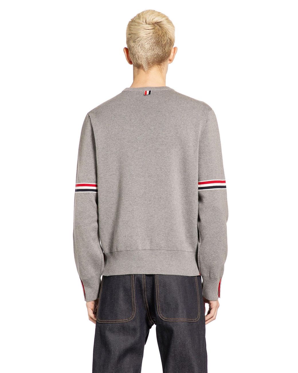 Thom Browne Gray Milano Stitch Rwb Sweater for men