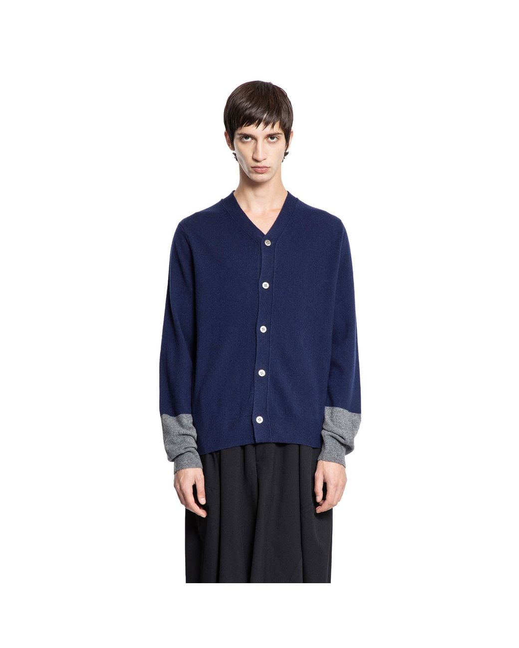 Comme des Garçons Blue Two-Tone Lambswool Cardigan for men