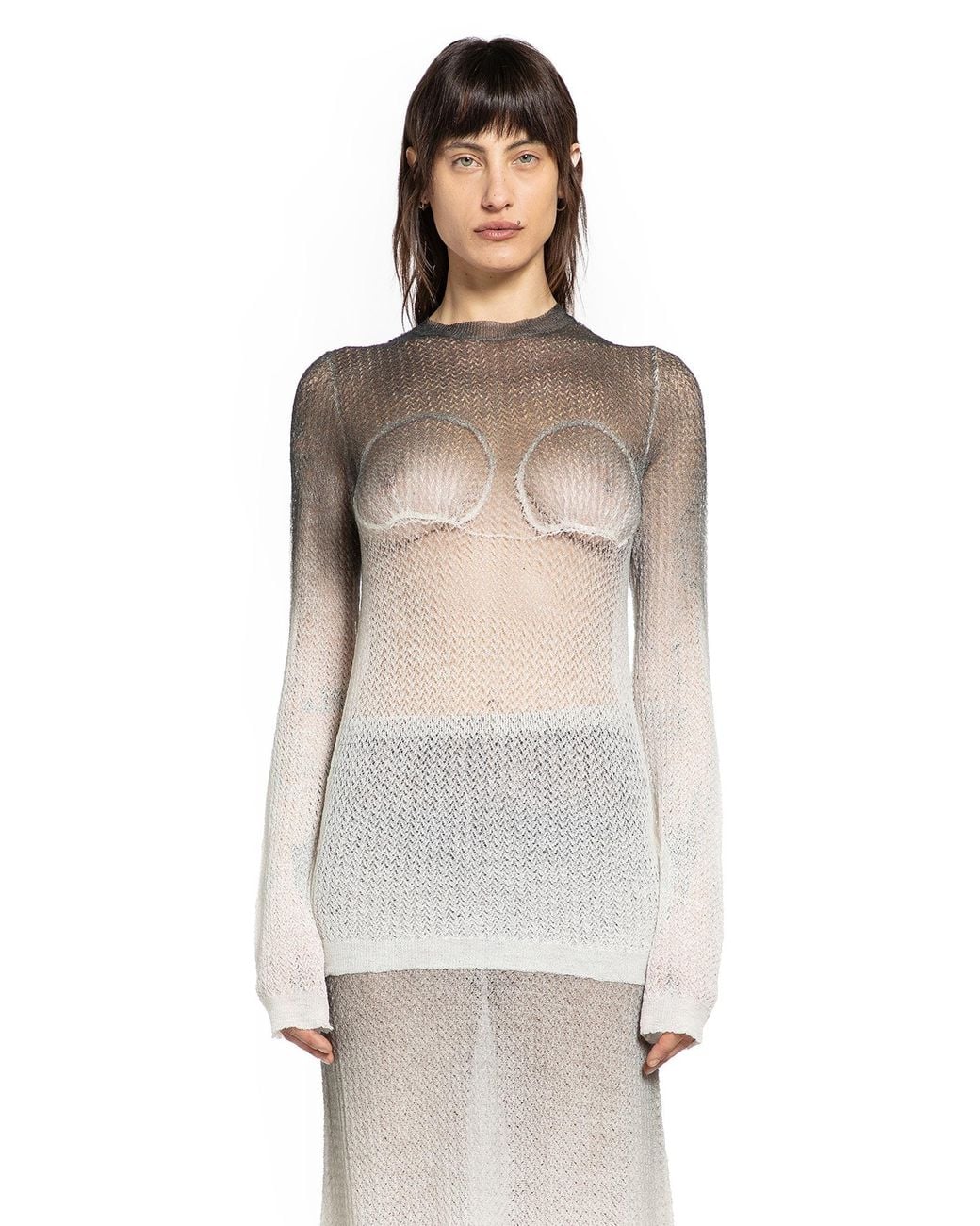 Maison Margiela Gray Sheer Knit Top