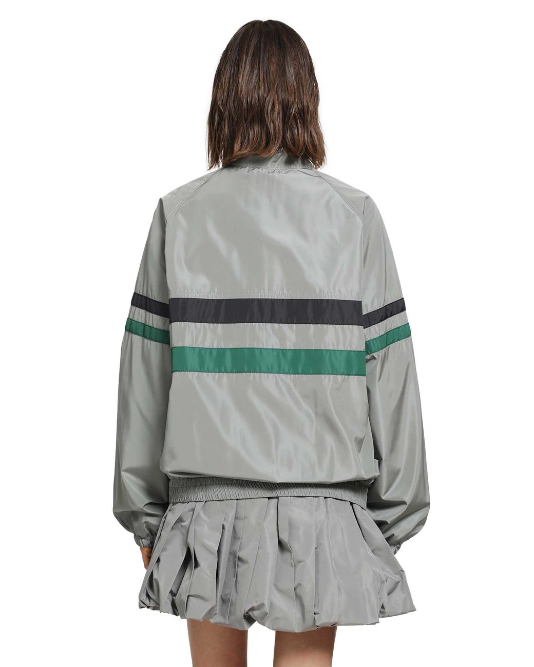 Miu Miu Gray Technical Silk Jacket Track Jacket
