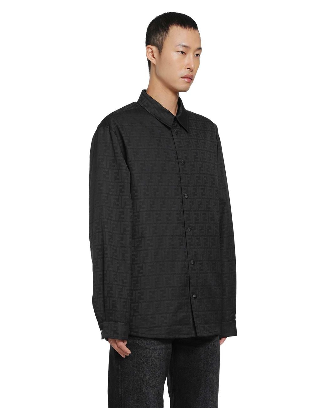 Fendi Black Ff Zucca Jacquard Blouson Jacket for men