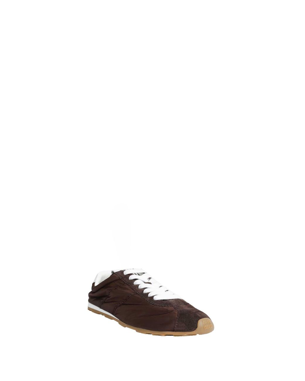 Miu Miu Brown Plume Technical Fabric And Suede Sneakers