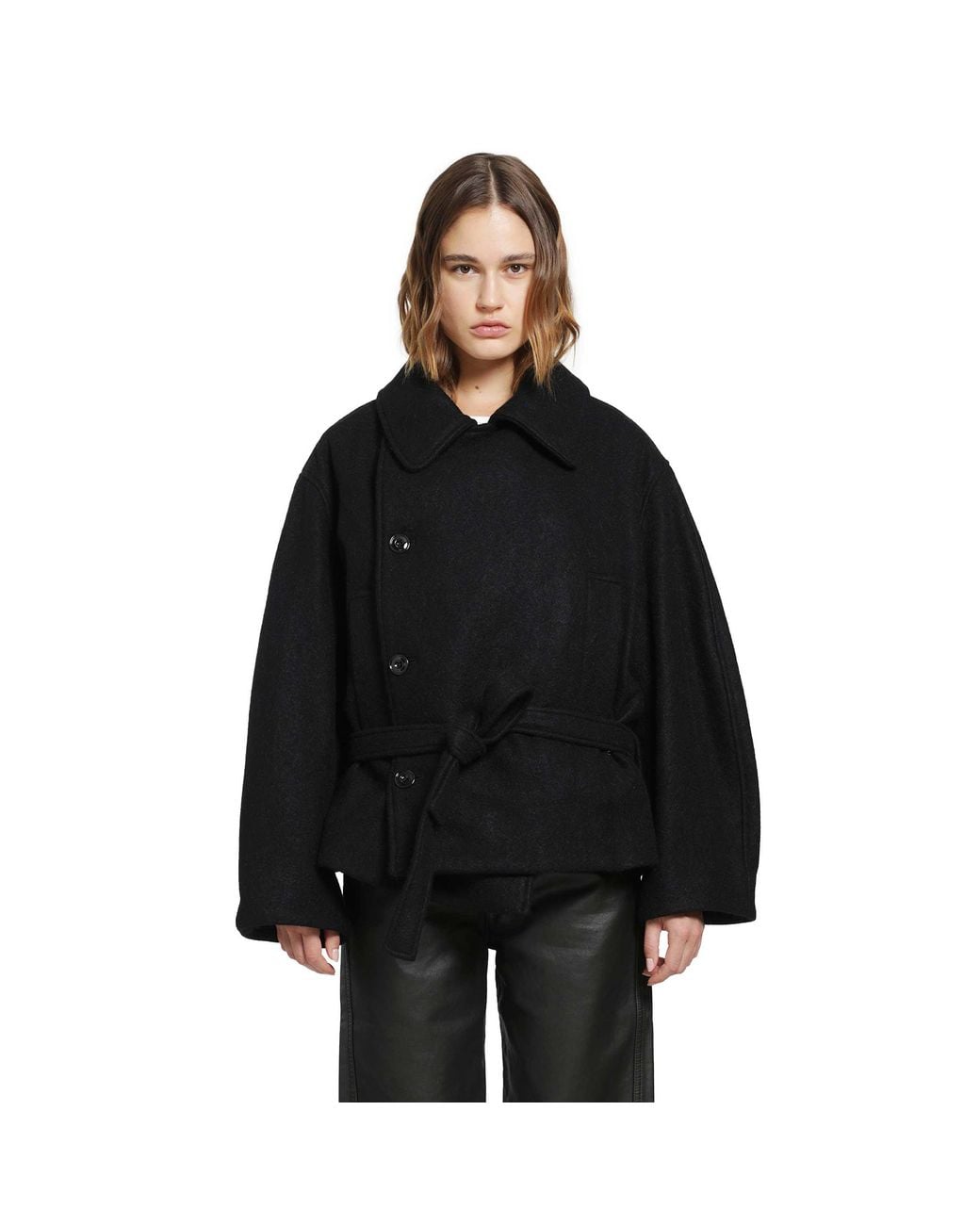 Lemaire Black Short Wrap Coat