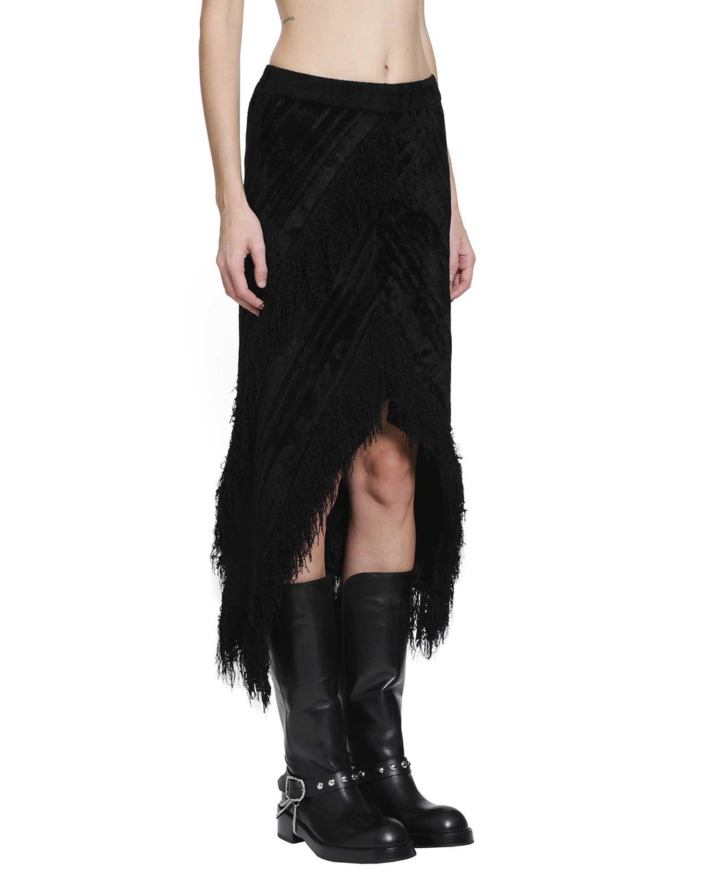 YA YI Black Giselle Fringe Skirt