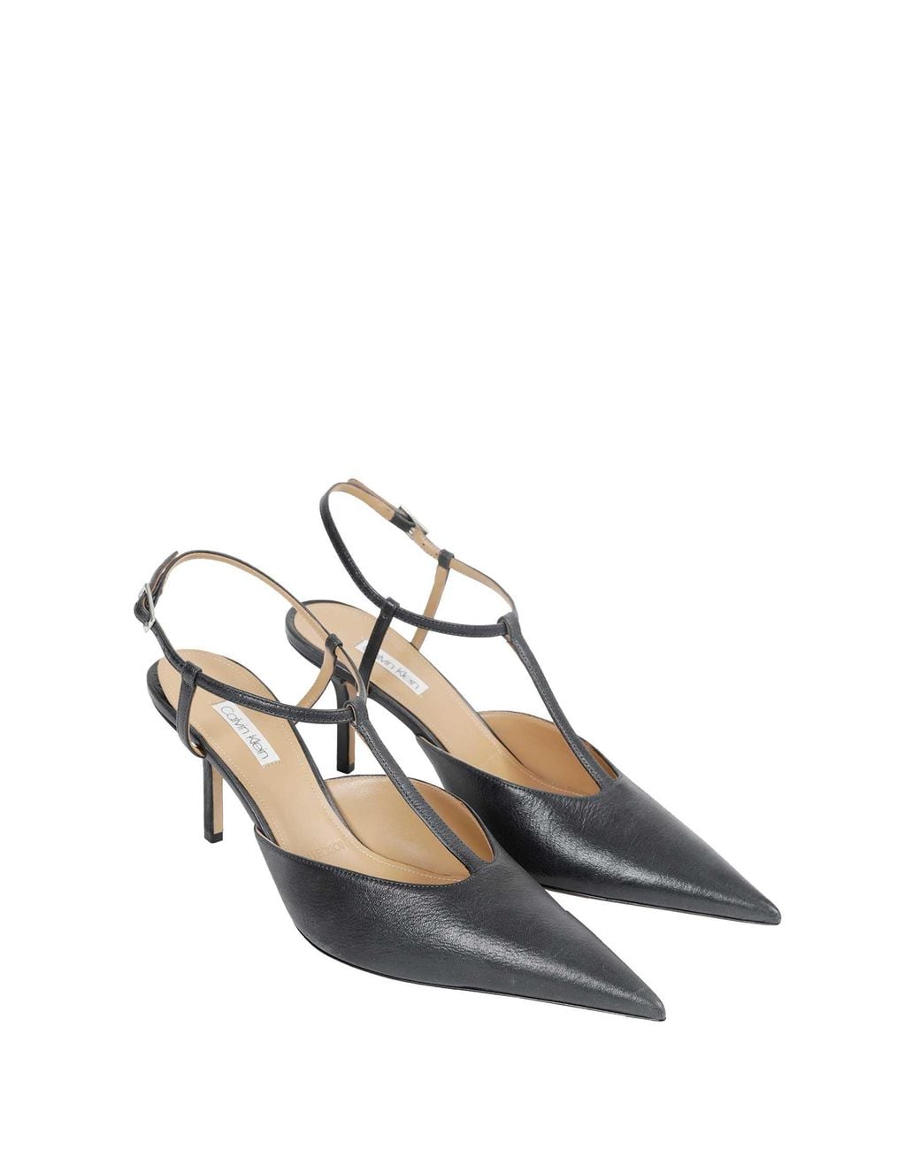 Calvin Klein White Erin T Bar Slingback Pumps