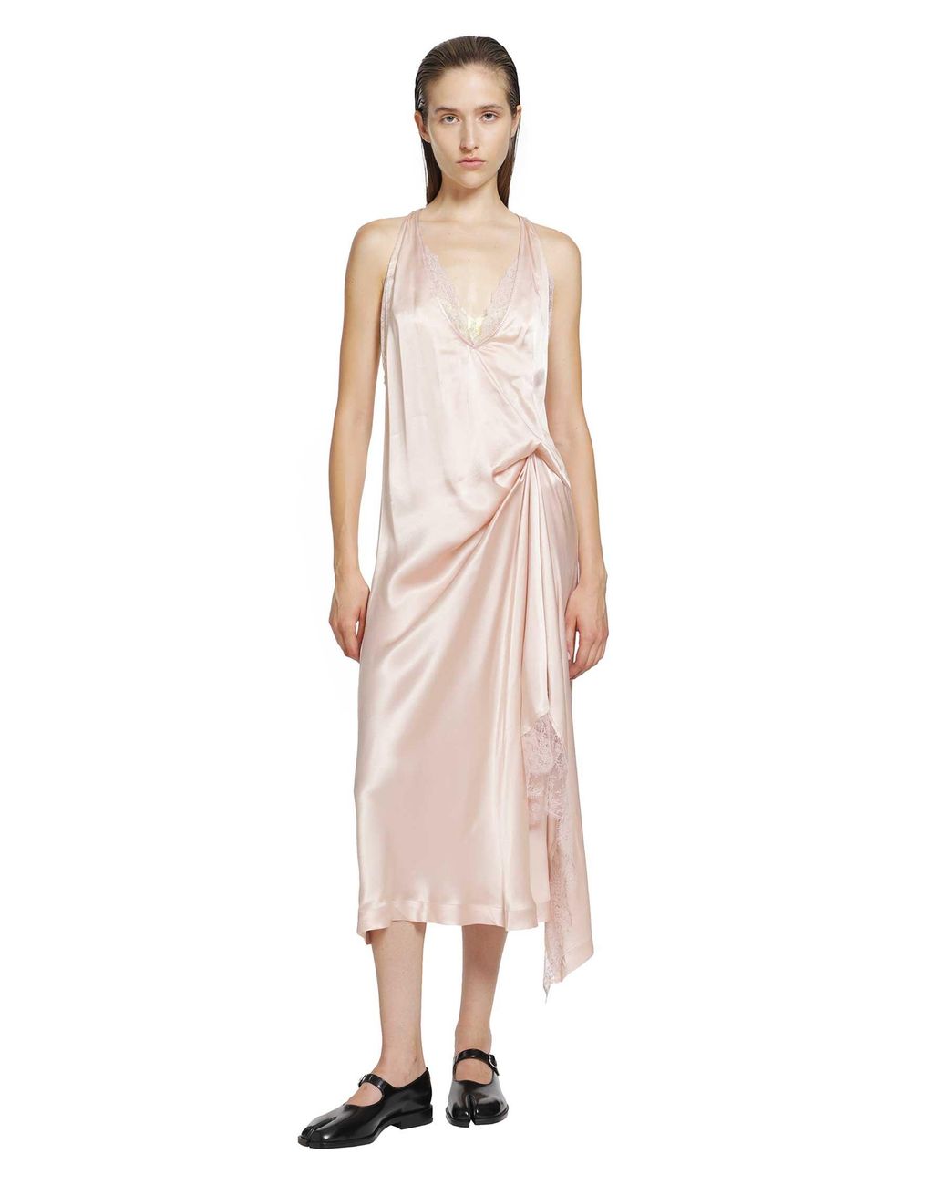 Maison Margiela Pink Silk Slip Midi Dress