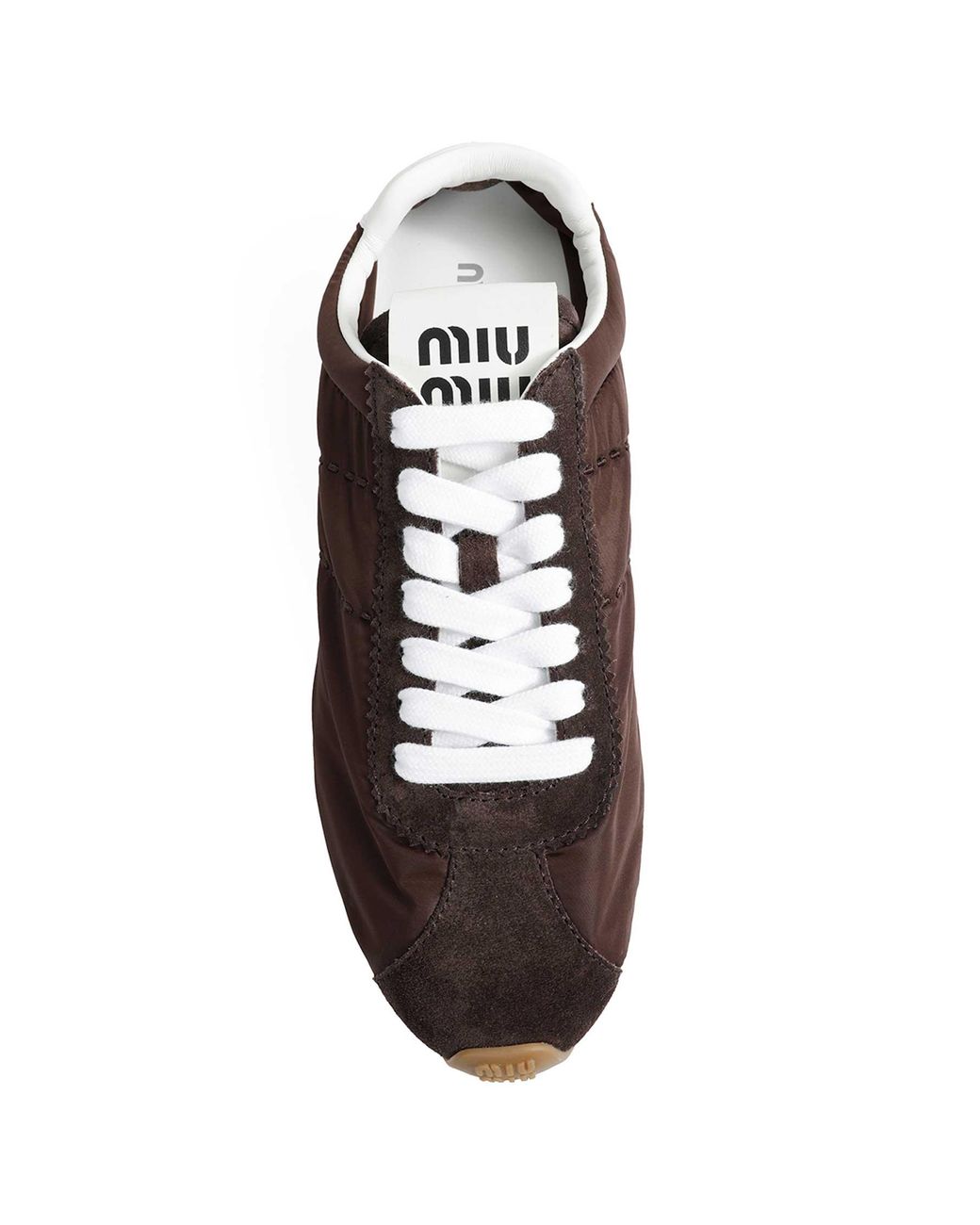 Miu Miu Brown Plume Technical Fabric And Suede Sneakers