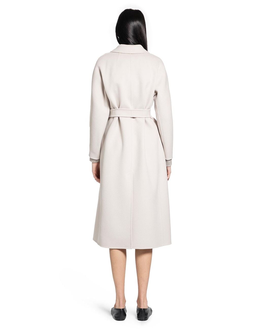 Max Mara White Flared Wool Coat