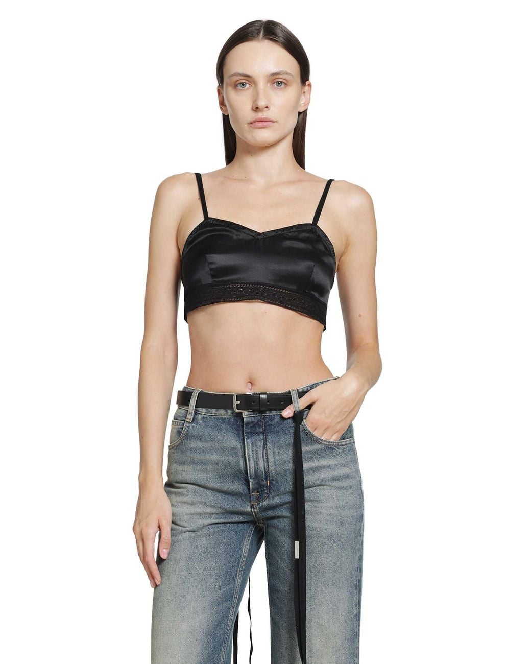 Ann Demeulemeester Black Xaja Washed Silk Satin Bralette