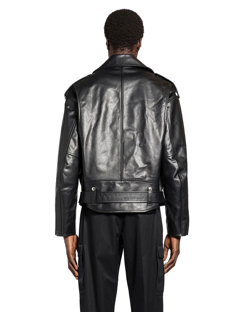 McQueen Black Leather Biker Jacket for men