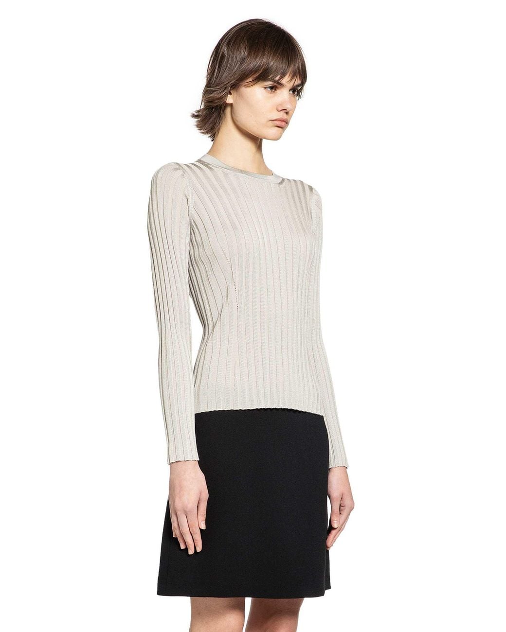 Versace White Ribbed-Knit Cotton Viscose Sweater