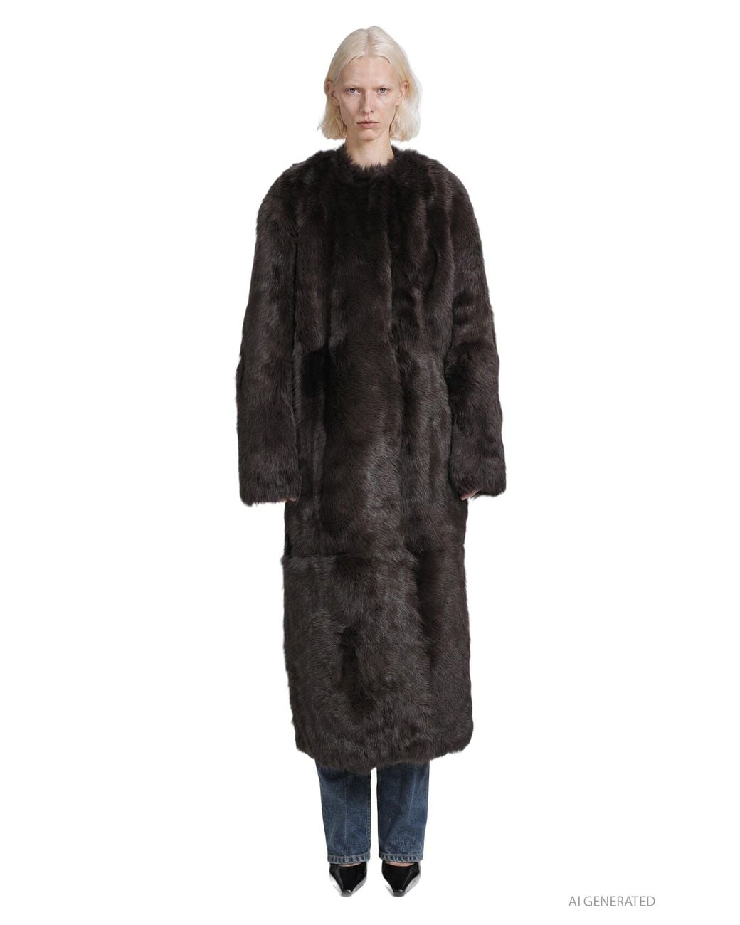 Totême  Black Silky Shearling Coat