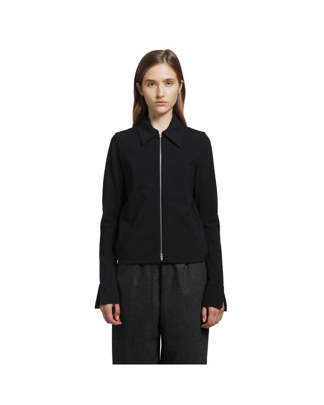 Jil Sander Black Jersey Zip Closure Jacket