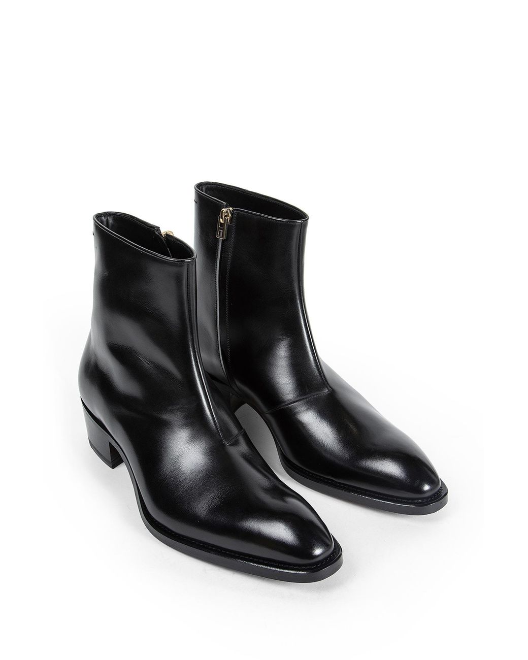 Tom Ford Black Burnished Leather Vincent Ankle Boots for men