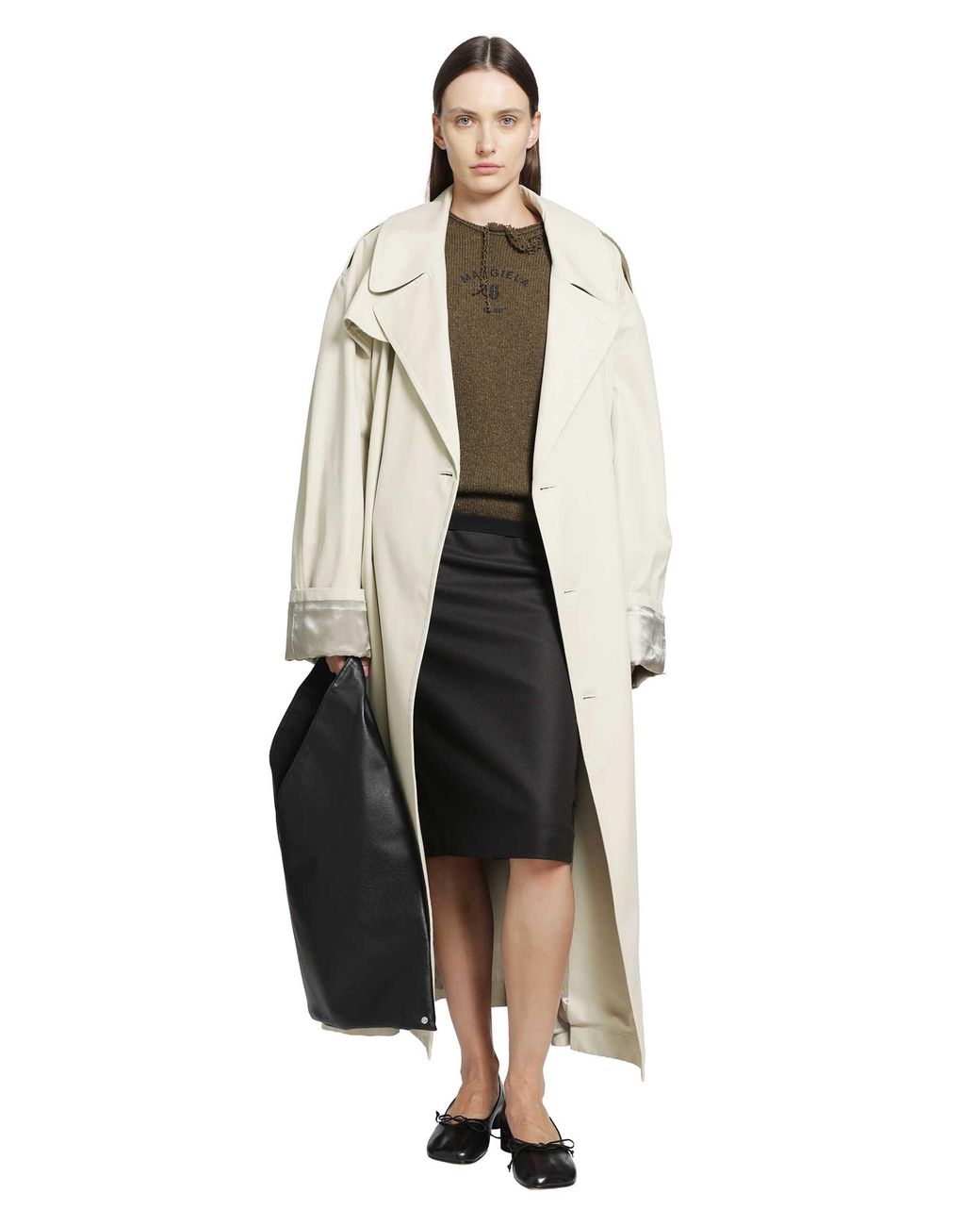 MM6 by Maison Margiela Black Wool Midi Skirt