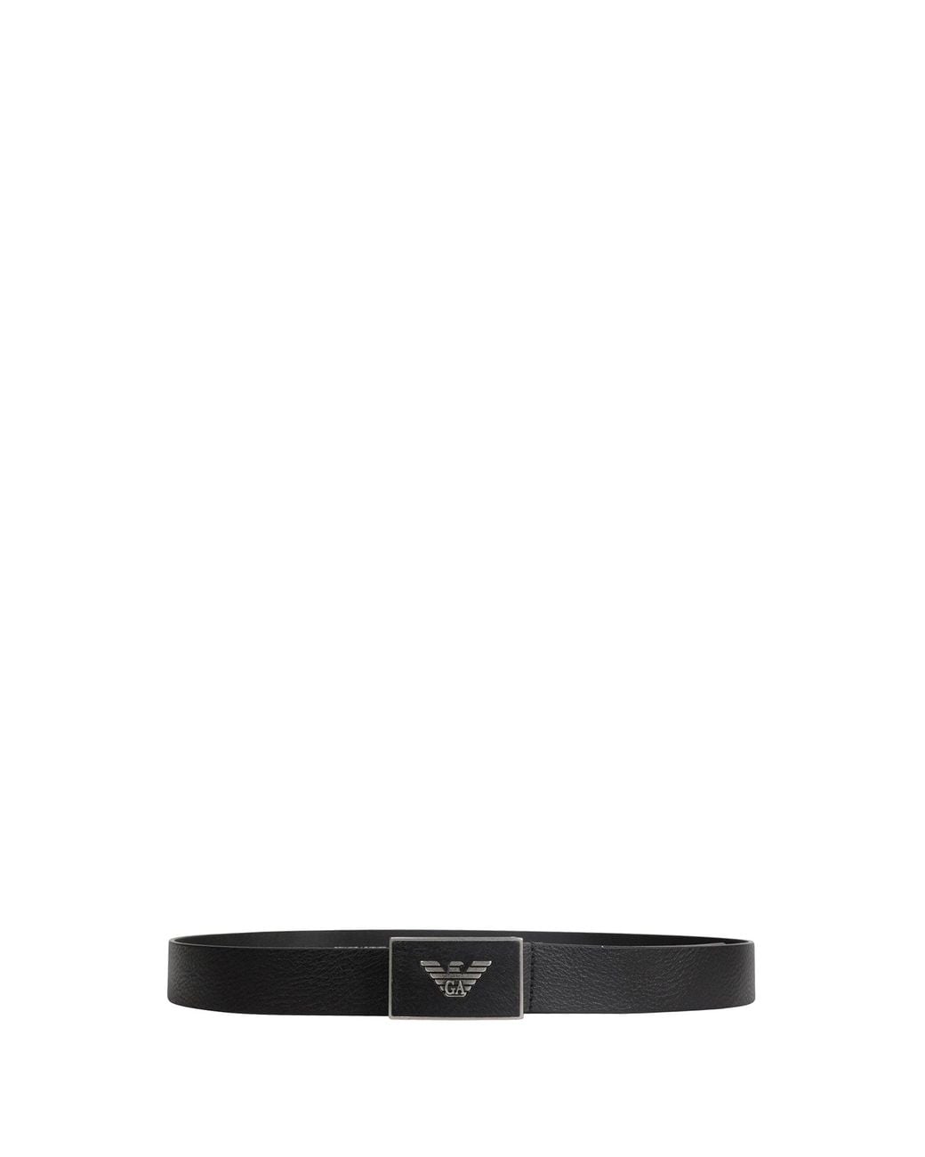 Emporio Armani Black Leather Belt With Eagle Plate for men