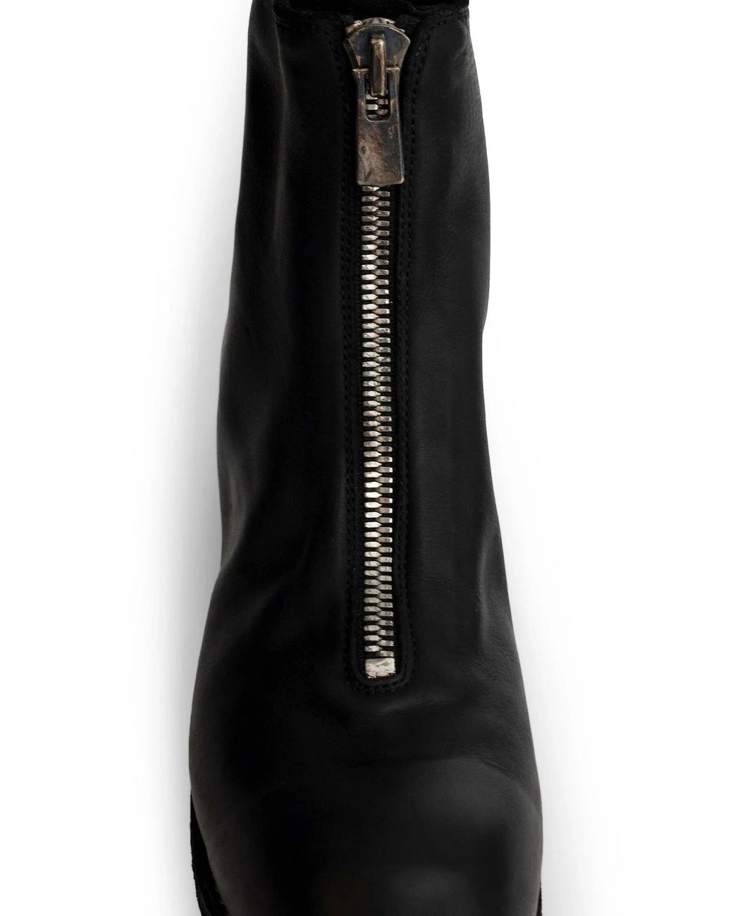 Guidi Black Front Zip Leather Ankle Boots for men