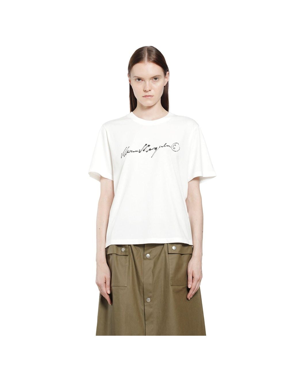 MM6 by Maison Margiela White Overdyed Handwritten Logo T-Shirt