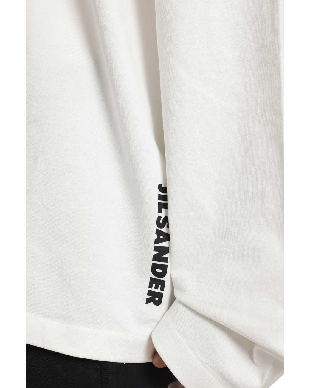 Jil Sander White Cotton Crewneck Long Sleeve T-Shirt for men