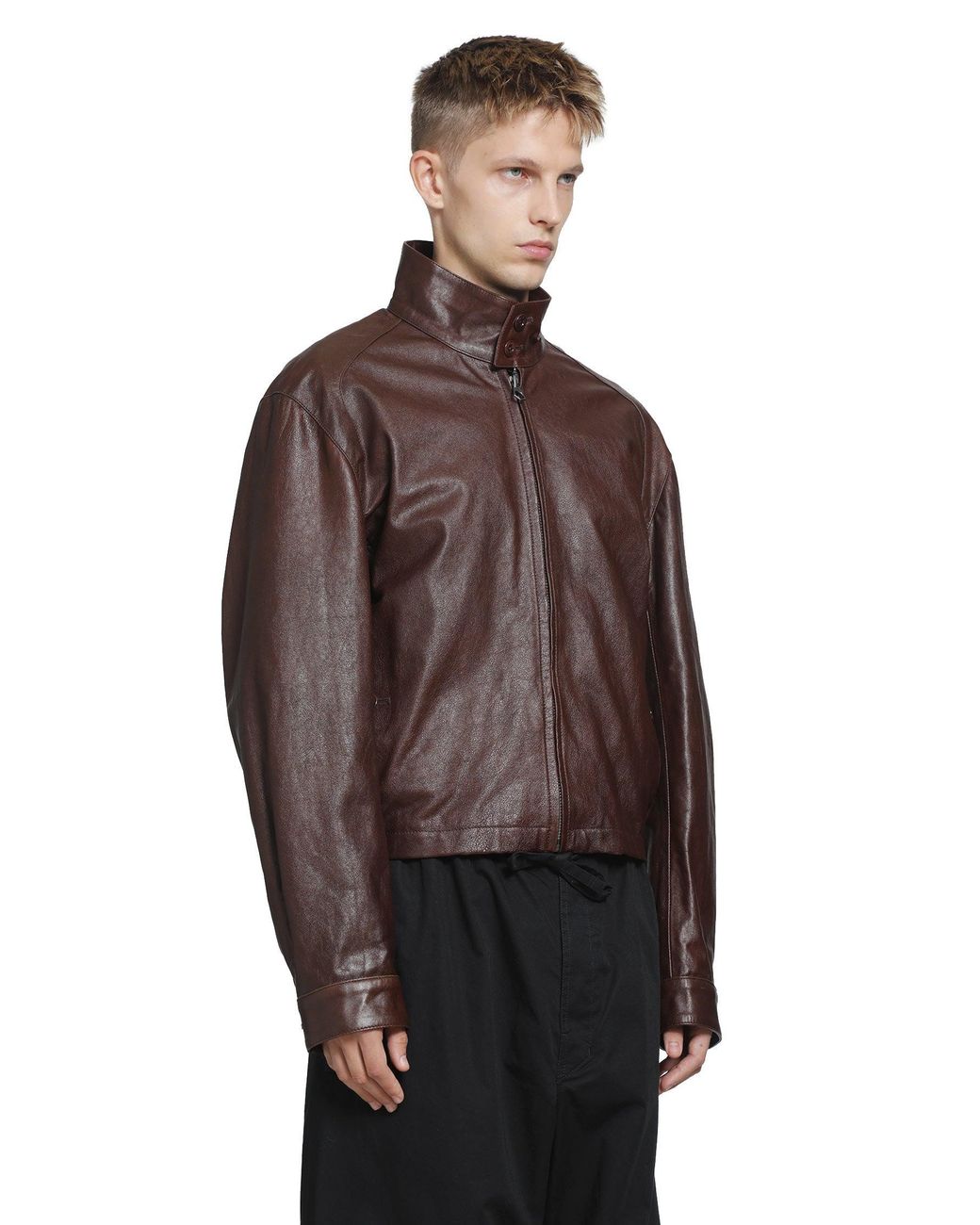 Lemaire Brown Leather Harrington Jacket for men
