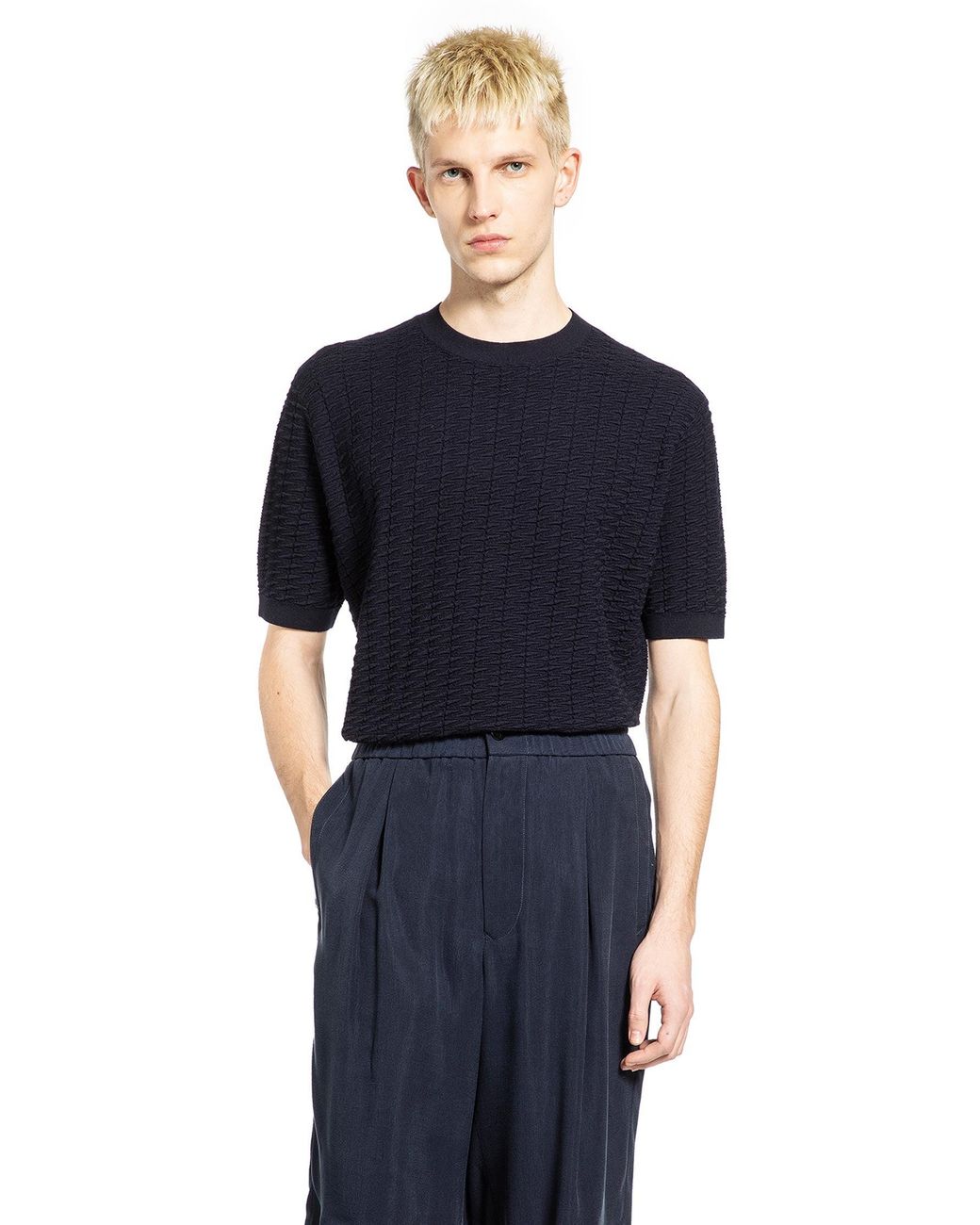 Giorgio Armani Blue Virgin Wool T-Shirt for men