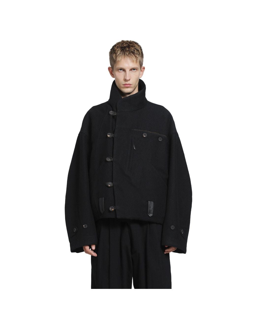Ziggy Chen Black Asymmetric 'Hidden Arc' Jacket for men