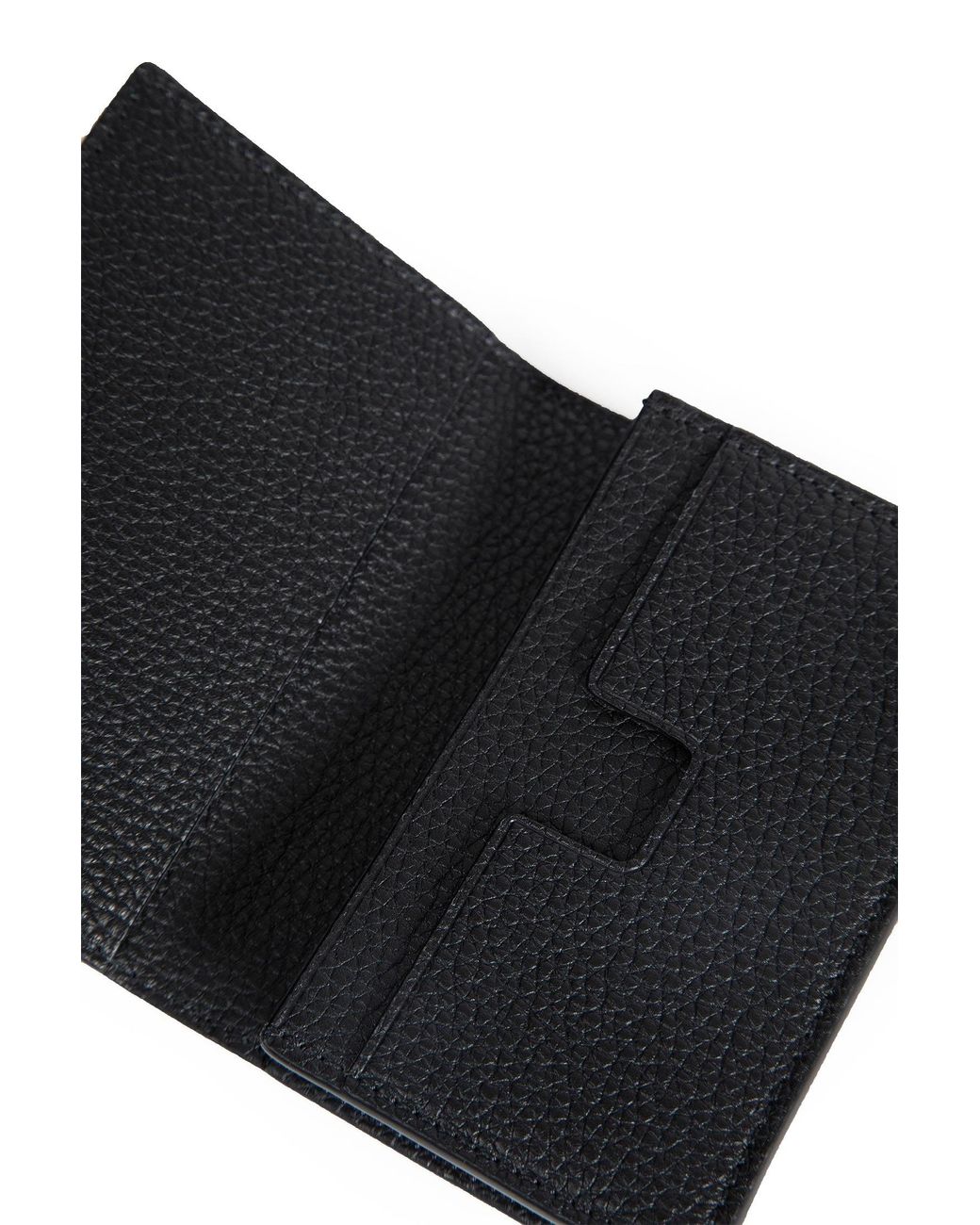 Tom Ford Black Small Grain Leather Folding Cardholder for men