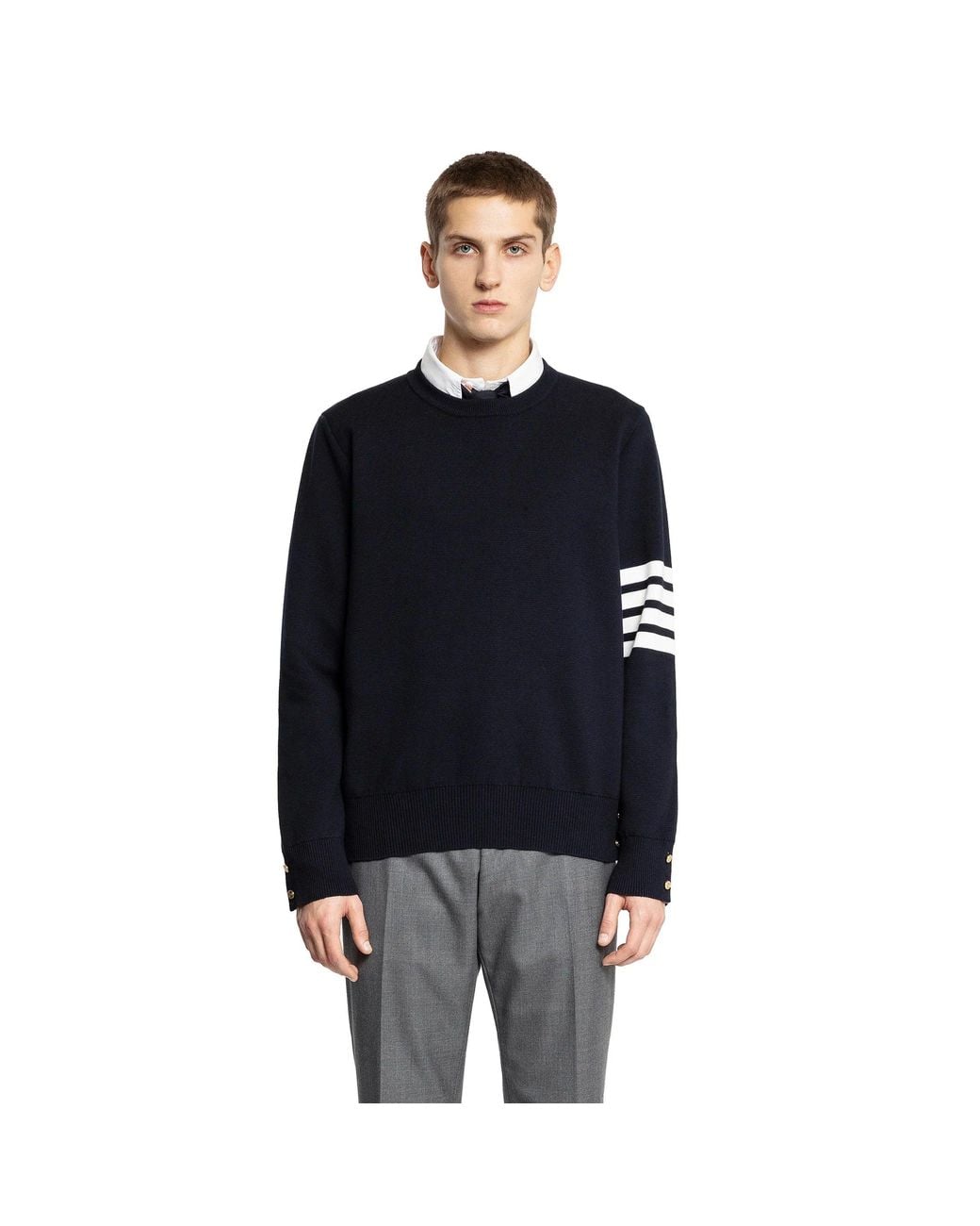Thom Browne Blue Cotton Crêpe Sweater for men