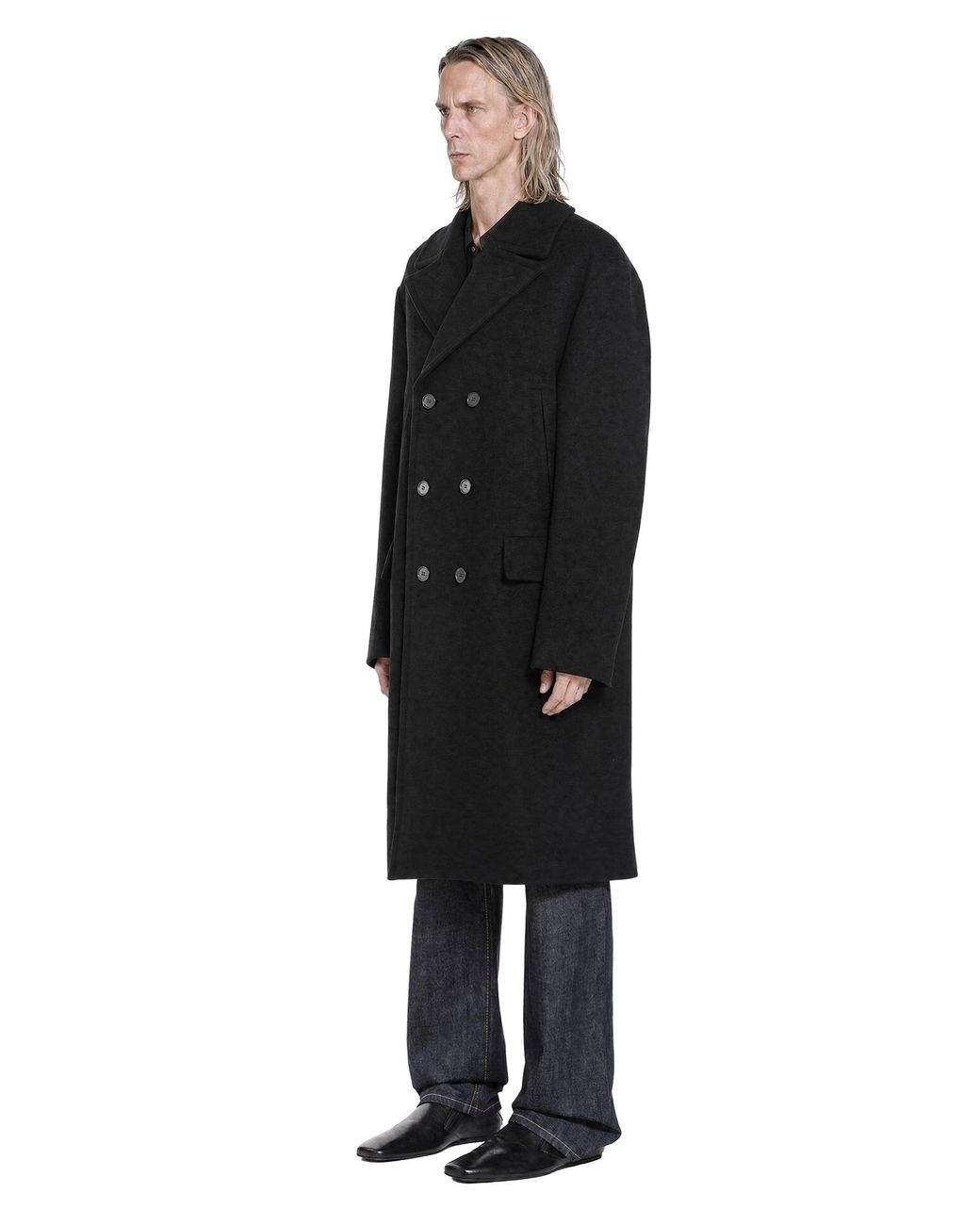 Fendi Black Wool Angora Double-Breasted Coat for men