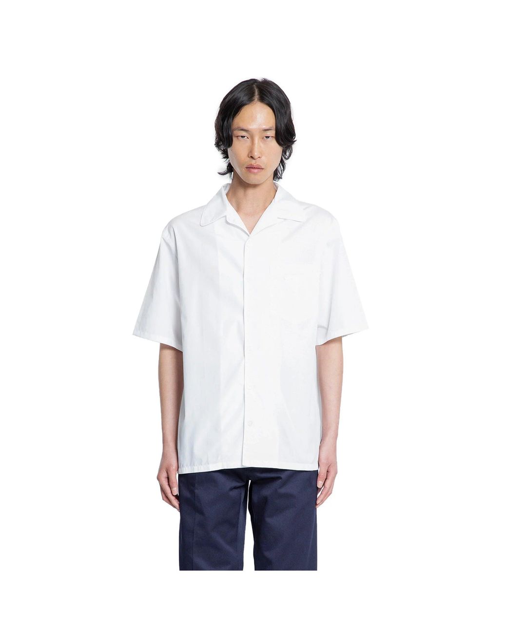 Prada White Cotton Bowling Shirt for men
