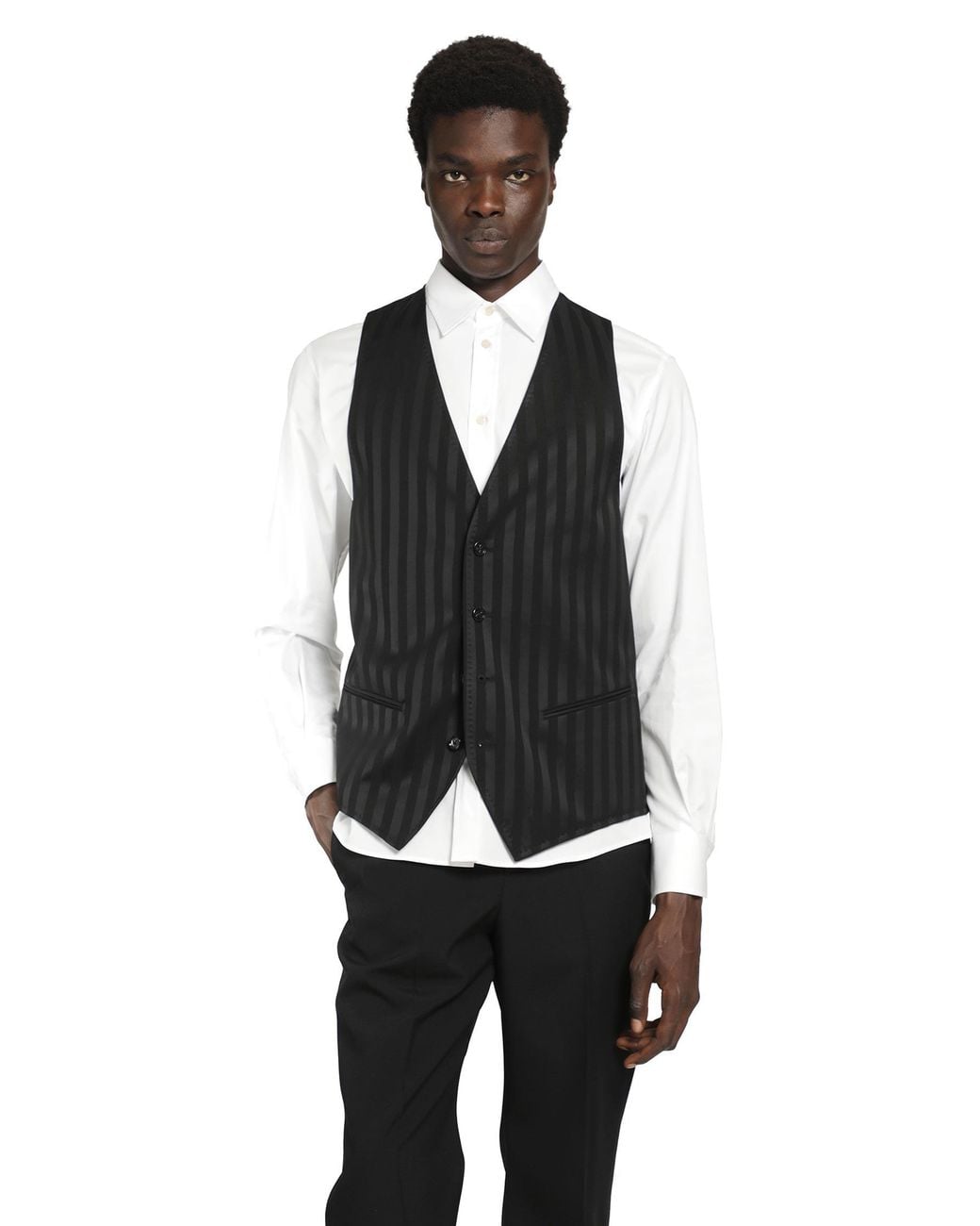 Ann Demeulemeester Black Juikko Striped Satin Waistcoat for men