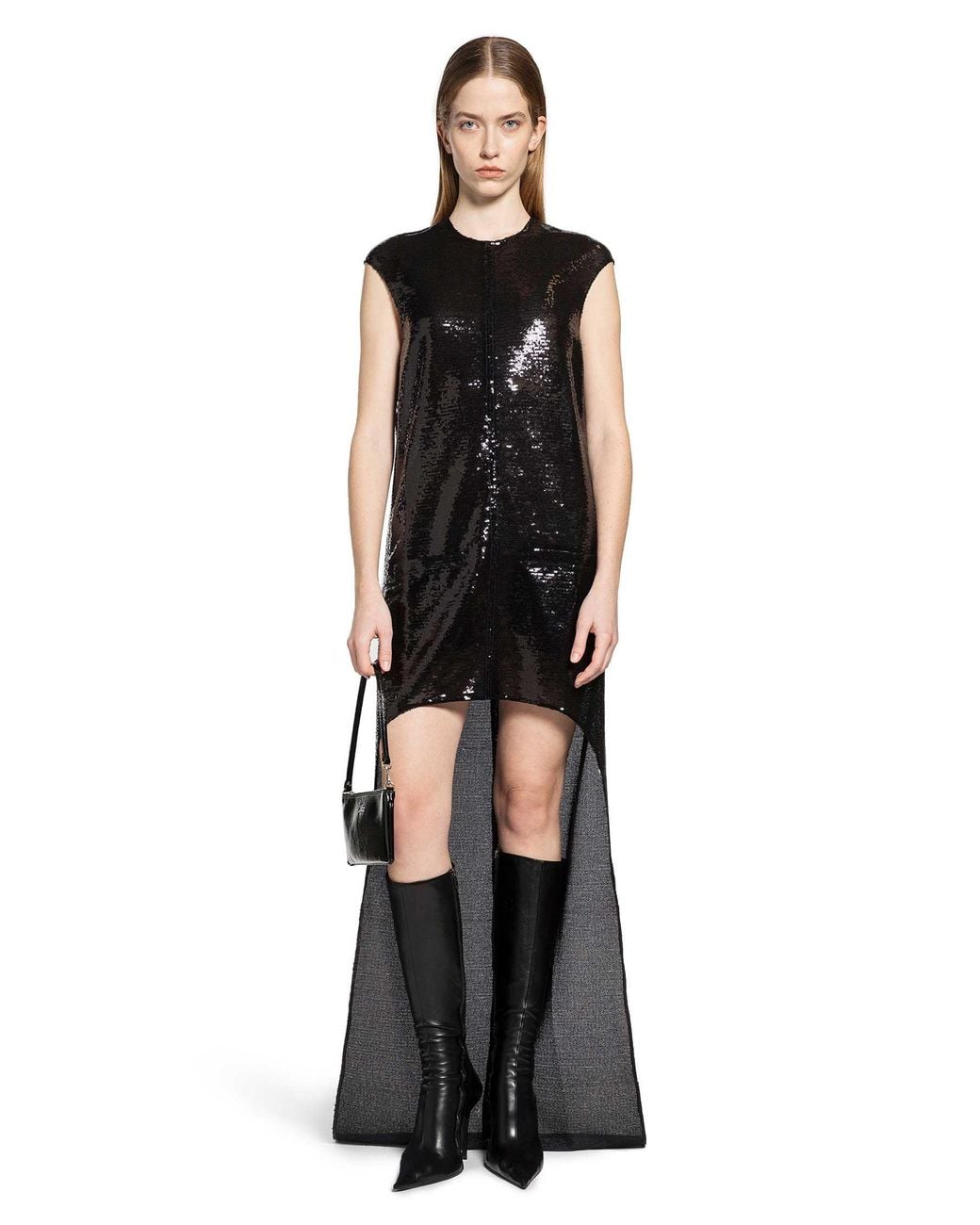 Courreges Black Circle Edged Sequins Long Dress