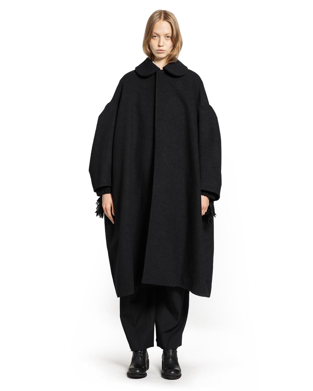 Cdg/cdg Black Puffed Sleeve Oversized Coat