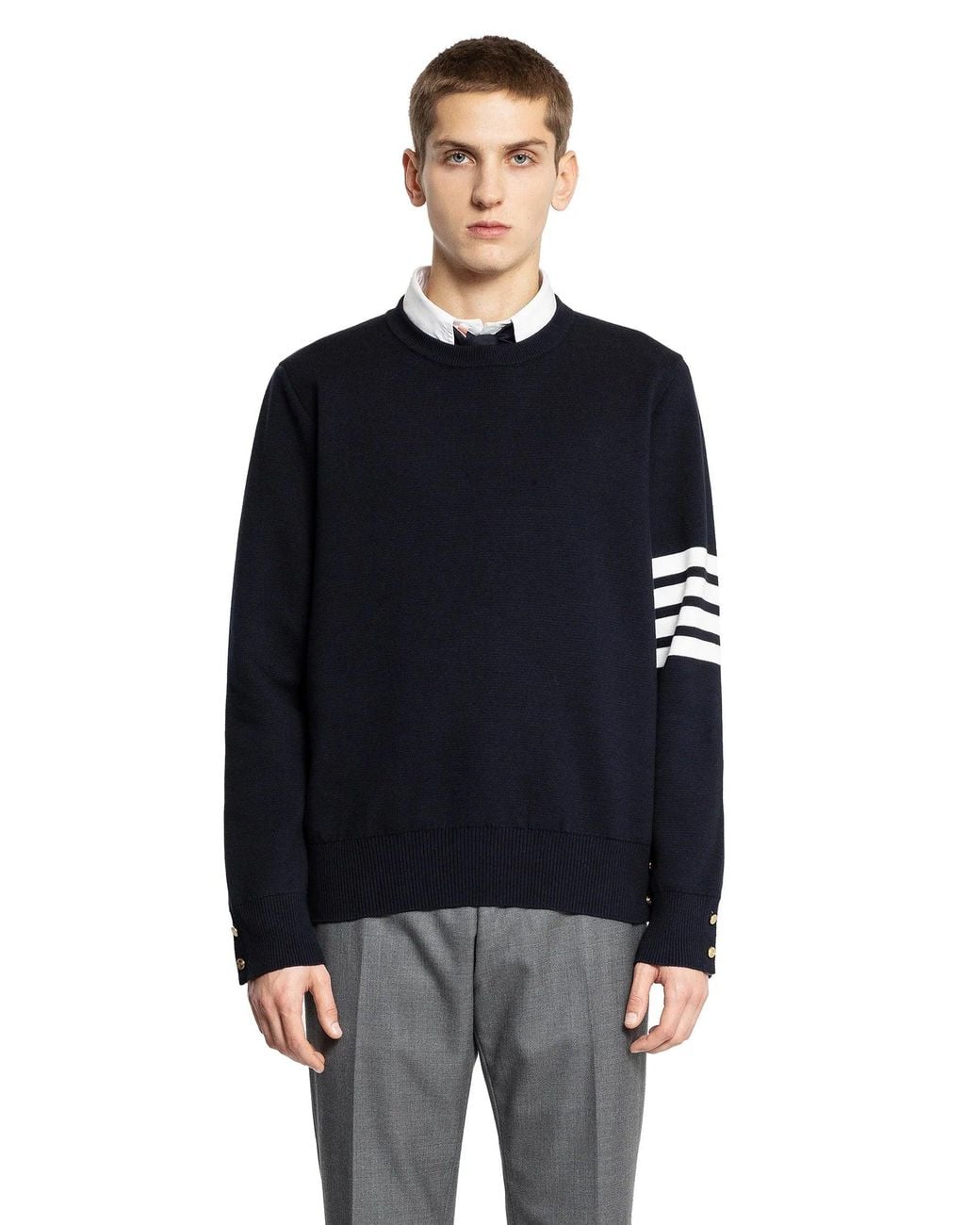 Thom Browne Blue Cotton Crêpe Sweater for men