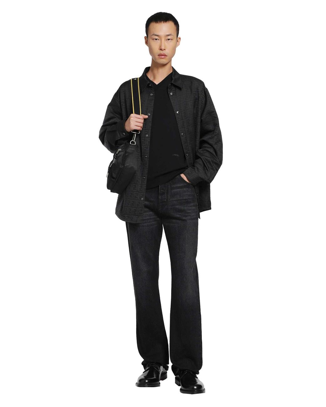 Fendi Black Wool V-Neck Sweater for men
