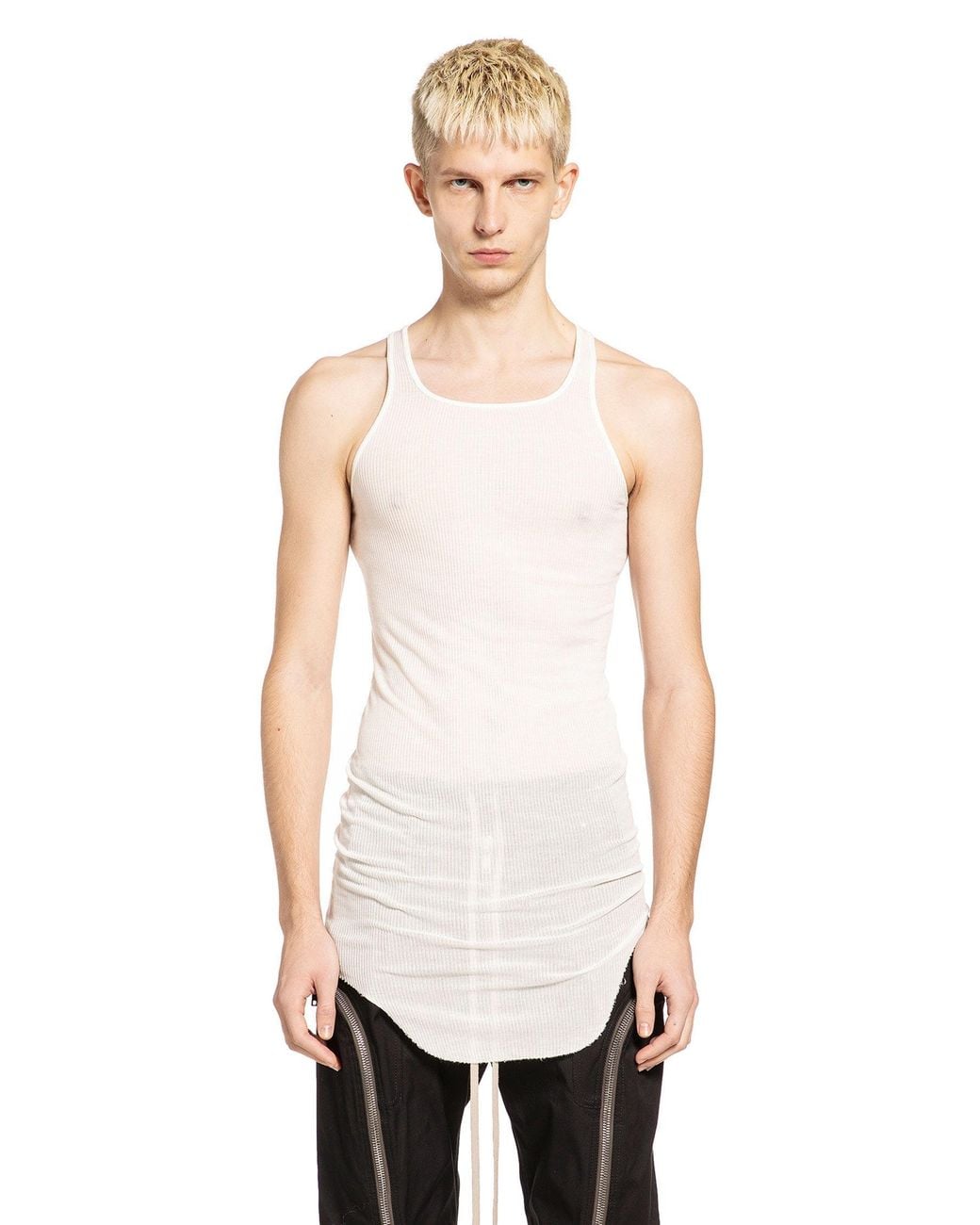 Rick Owens White Forever Basic Rib Tank for men